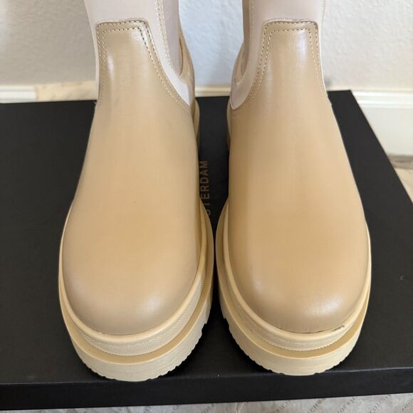 NWB Scotch & Soda Aubri Light Sand Chelsea Boots Leather & Neoprene 42 EU/11 US - Picture 9 of 10